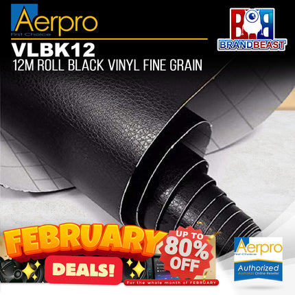 Aerpro VLBK12 12M Roll Black Vinyl Fine Grain