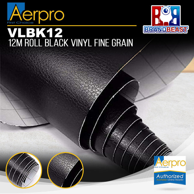 Aerpro VLBK12 12M Roll Black Vinyl Fine Grain