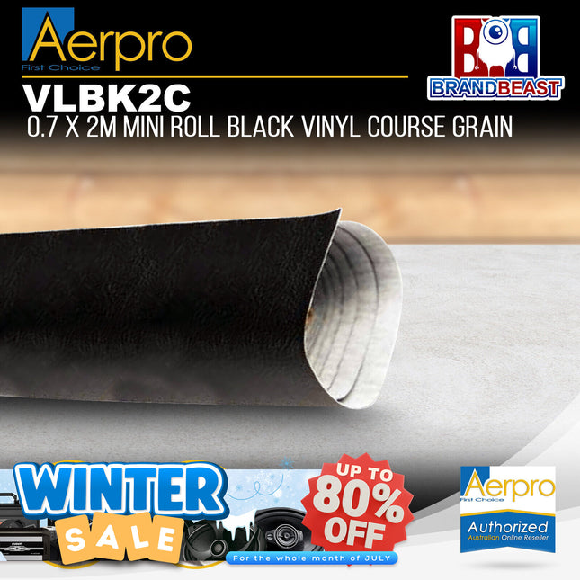 Aerpro VLBK2C .7 X 2m Mini Roll Black Vinyl Coarse Grain