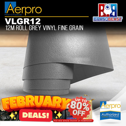 Aerpro VLGR12 12m Roll Grey Vinyl Fine Grain