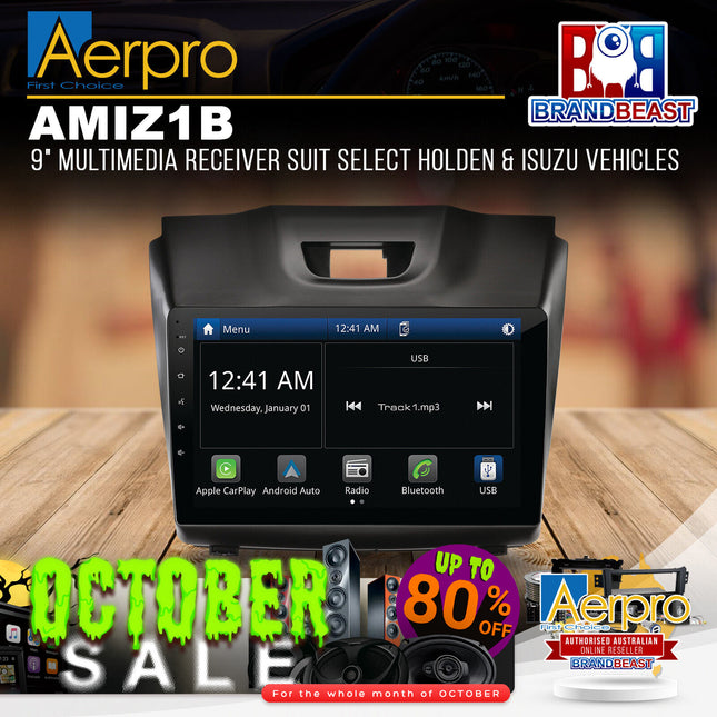 Aerpro AMIZ1B 9" Multimedia Receiver Suit Select Holden & Isuzu Vehicles