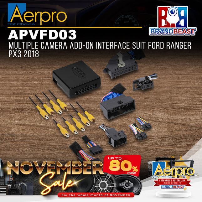Aerpro APVFD03 Multiple Camera Add-On Interface Suit Ford Ranger PX3 2018