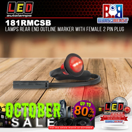LED Autolamps 181RMCSB Lamps Rear End Outline Marker With Female 2 Pin Plug
