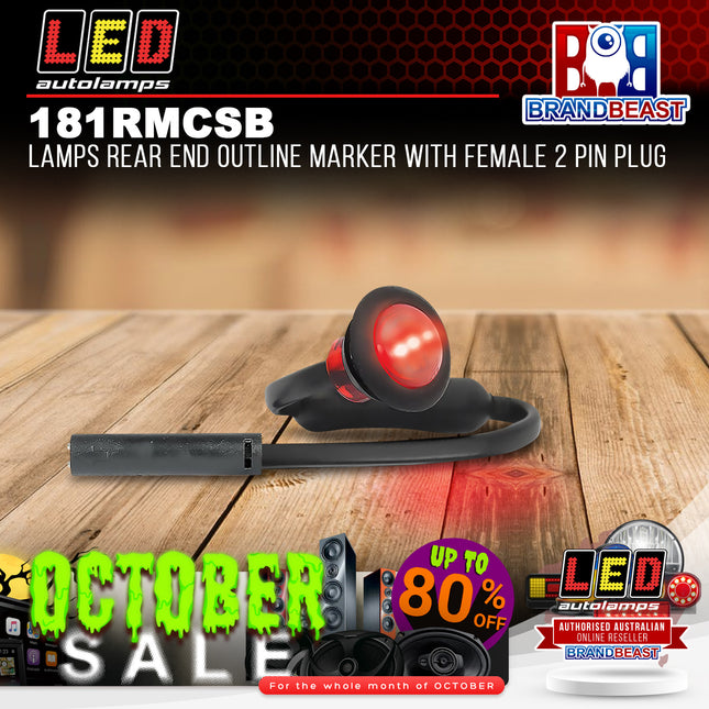 LED Autolamps 181RMCSB Lamps Rear End Outline Marker With Female 2 Pin Plug