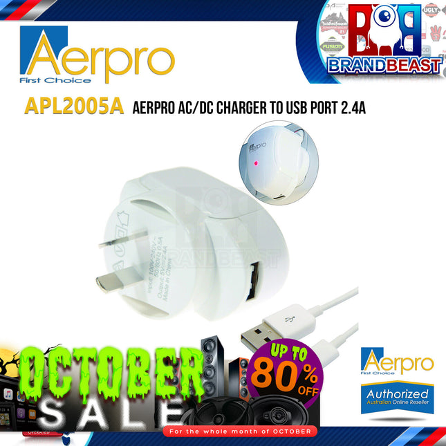 Aerpro APL2005A AC/DC Charger to USB Port 2.4A