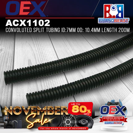 OEX ACX1102 Convoluted Split Tubing ID:7mm OD: 10.4mm Length 200m