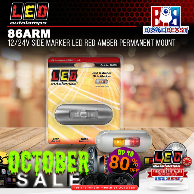 LED Autolamps 86ARM 12/24V Side Marker LED Red Amber Permanent Mount