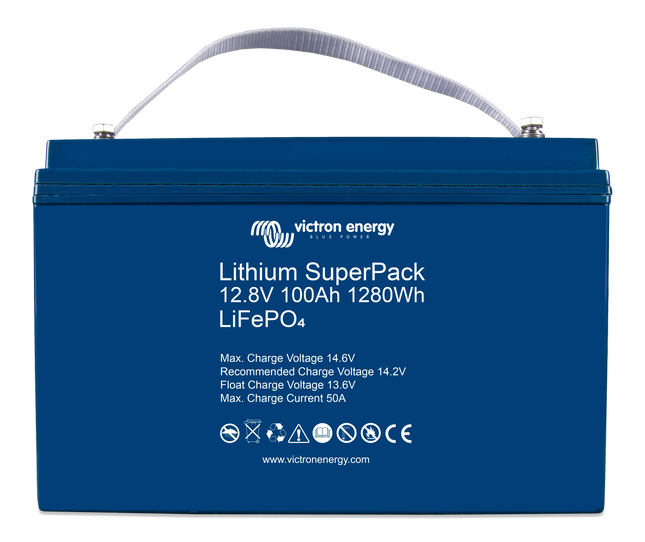 Victron Energy BAT512110712 12.8V 100Ah Lithium SuperPack Battery M8 Terminal
