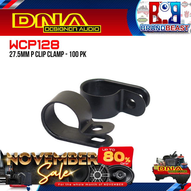 DNA WCP128 27.5mm Black Nylon P Clip Cable Clamps - 100 Pieces