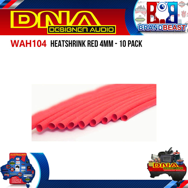 DNA WAH104 4mm Heatshrink Red - 10 Pieces