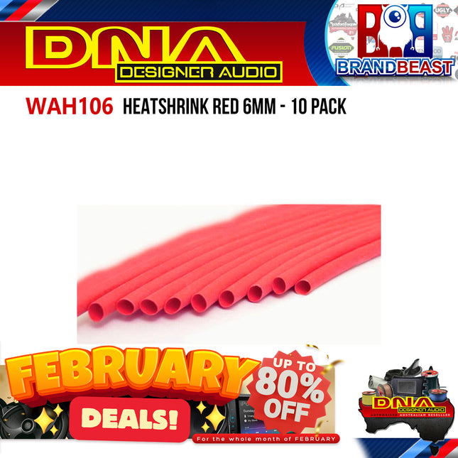 DNA WAH106 6mm Heatshrink Red - 10 Pieces