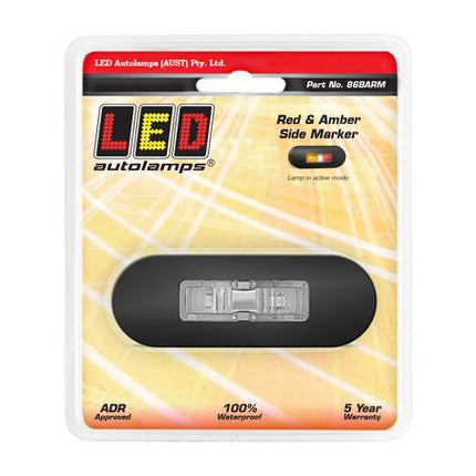 LED Autolamps 86BARM Amber/Red Marker Light - Clear Lens, Black Bezel