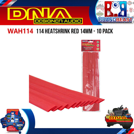 DNA WAH114 14mm Heatshrink Red - 10 Pieces