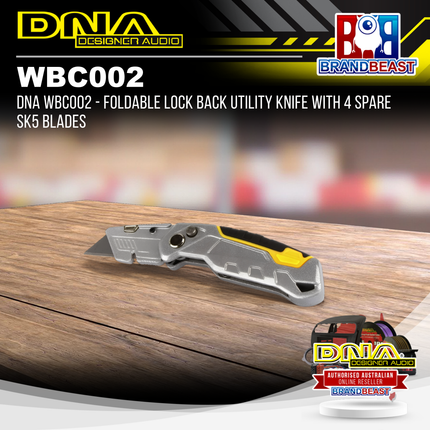 DNA WBC002 - Foldable Lock Back Utility Knife with 4 Spare SK5 Blades