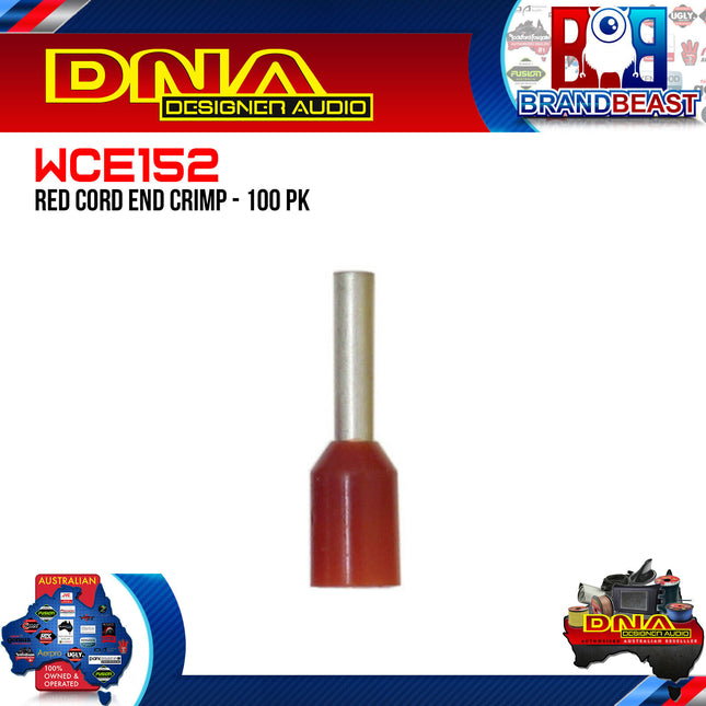 DNA WCE152 1.4mm2 Red Cord End Crimp - 100 Pieces