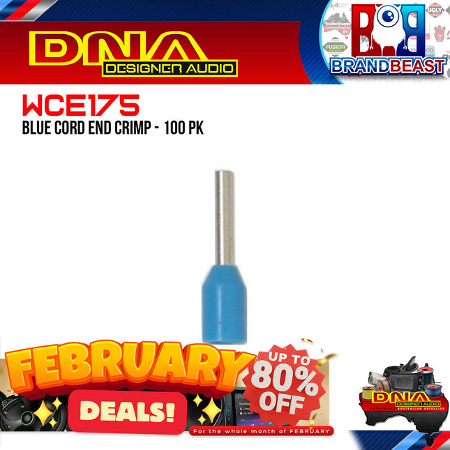 DNA WCE175 1.2mm2 Blue Cord End Crimp - 100 Pieces