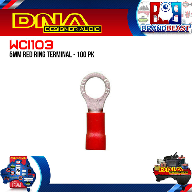 DNA WCI103 5.3mm Red Ring Crimp Terminals - 100 Pieces