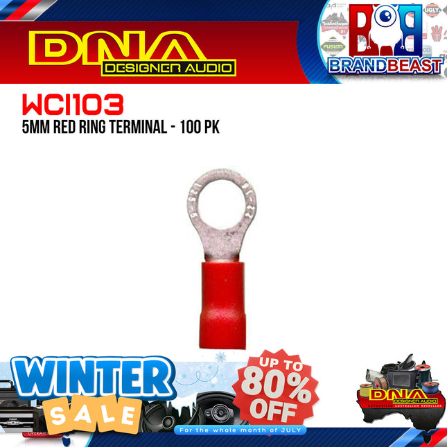 DNA WCI103 5.3mm Red Ring Crimp Terminals - 100 Pieces