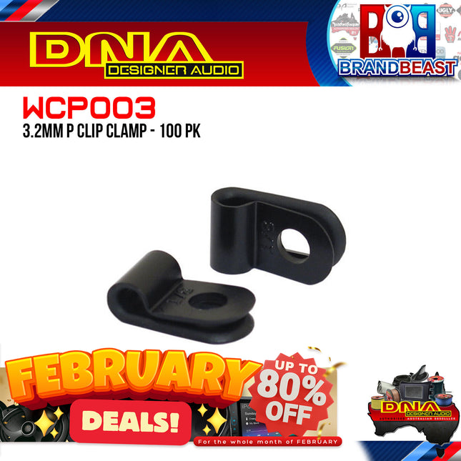 DNA WCP003 3mm Black Nylon P Clip Cable Clamps - 100 Pieces