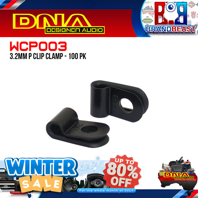 DNA WCP003 3mm Black Nylon P Clip Cable Clamps - 100 Pieces