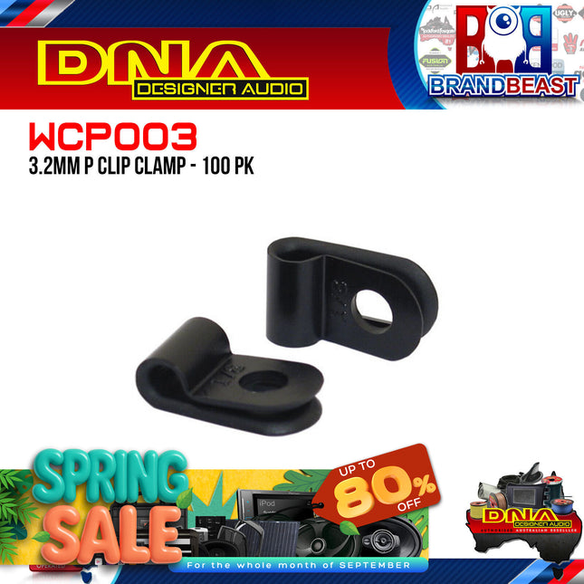 DNA WCP003 3mm Black Nylon P Clip Cable Clamps - 100 Pieces
