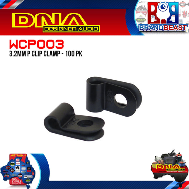 DNA WCP003 3mm Black Nylon P Clip Cable Clamps - 100 Pieces