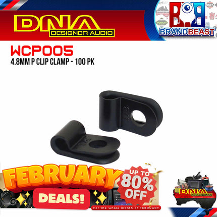 DNA WCP005 4.8mm Black Nylon P Clip Cable Clamps - 100 Pieces