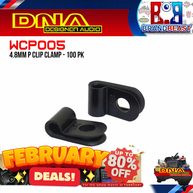 DNA WCP005 4.8mm Black Nylon P Clip Cable Clamps - 100 Pieces