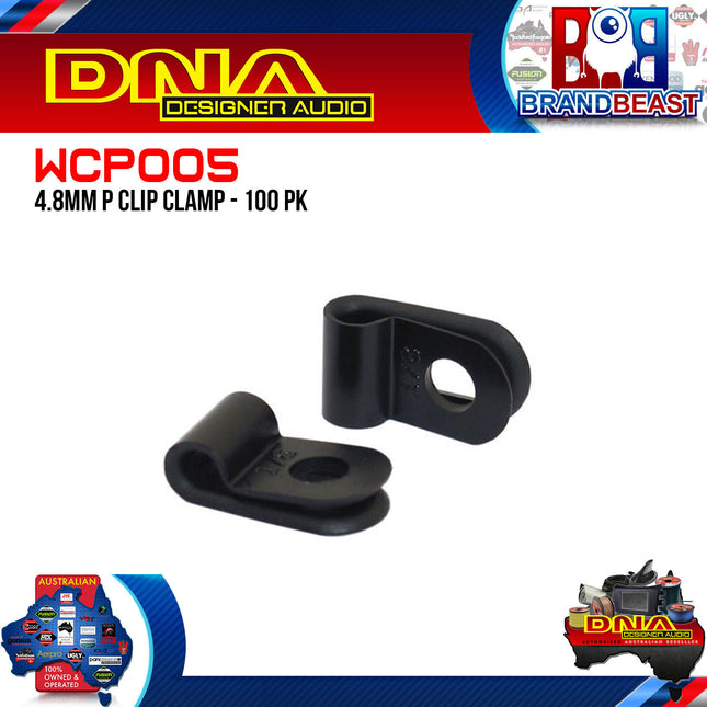 DNA WCP005 4.8mm Black Nylon P Clip Cable Clamps - 100 Pieces