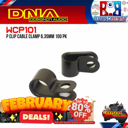 DNA WCP101 6.35mm Black Nylon P Clip Cable Clamps - 100 Pieces