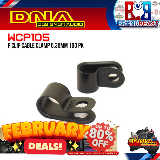 DNA WCP105 8mm Black Nylon P Clip Cable Clamps - 100 Pieces