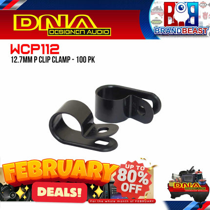 DNA WCP112 12.7mm Black Nylon P Clip Cable Clamps - 100 Pieces