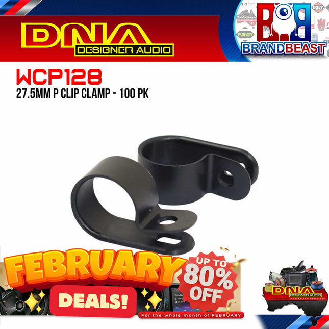 DNA WCP128 27.5mm Black Nylon P Clip Cable Clamps - 100 Pieces