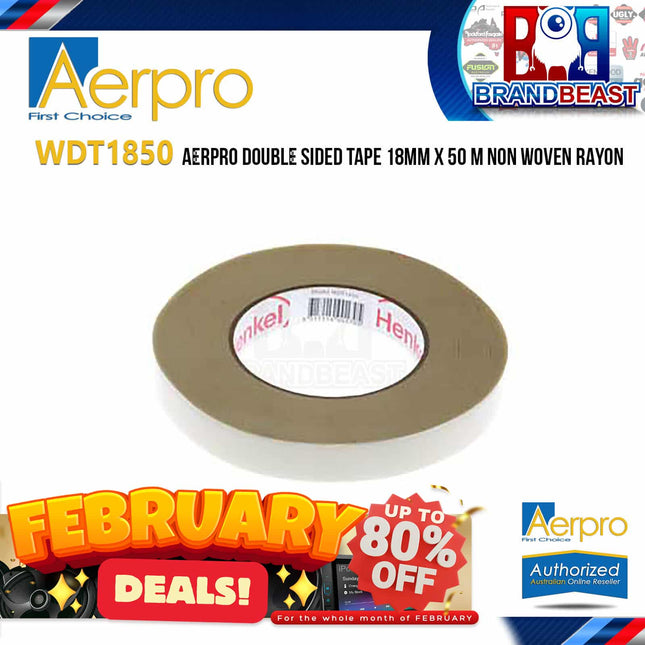 Aerpro WDT1850 Double Sided Tape 18Mm X 50 M Non Woven Rayon