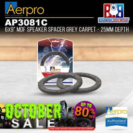 Aerpro AP3081C 6 x 9" MDF Grey Carpet Speaker Spacer