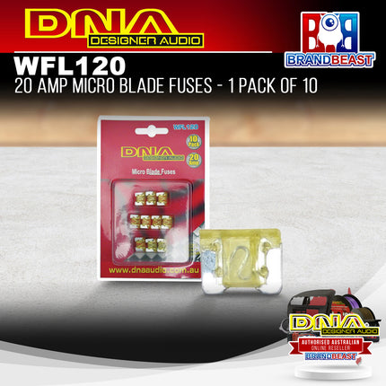 DNA WFL120 20 Amp Micro Blade Fuse - 1 Pack Of 10