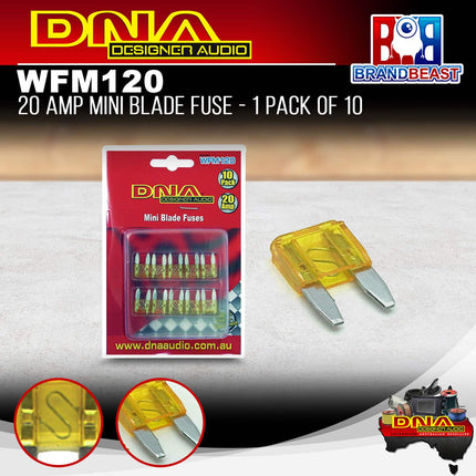 DNA WFM120 20 Amp Mini Blade Fuse - 1 Pack Of 10