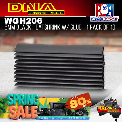 DNA WGH206 6mm Black Heatshrink With Glue - 1 Pack Of 10