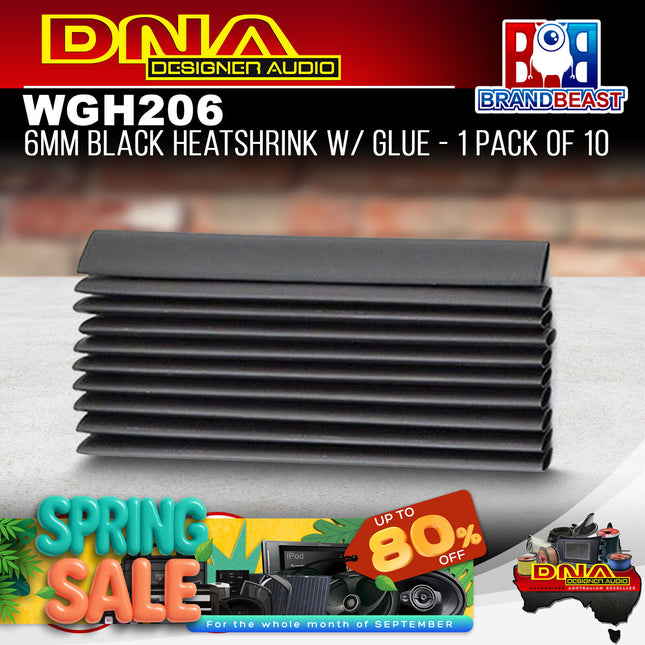 DNA WGH206 6mm Black Heatshrink With Glue - 1 Pack Of 10