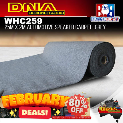 DNA WHC259 25M x 2M Grey Speaker Carpet