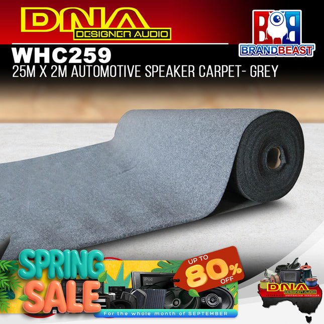 DNA WHC259 25M x 2M Grey Speaker Carpet