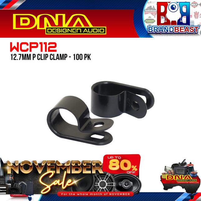 DNA WCP112 12.7mm Black Nylon P Clip Cable Clamps - 100 Pieces