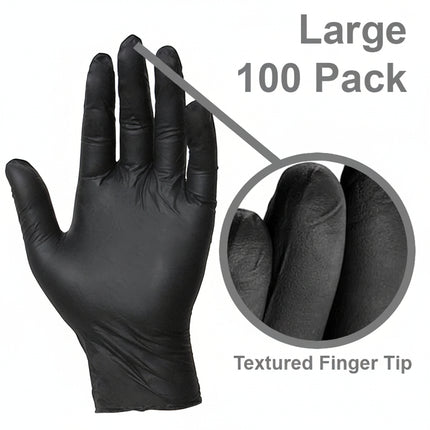 DNA WNG001BL Black Nitrile Gloves Large – 100 Pack