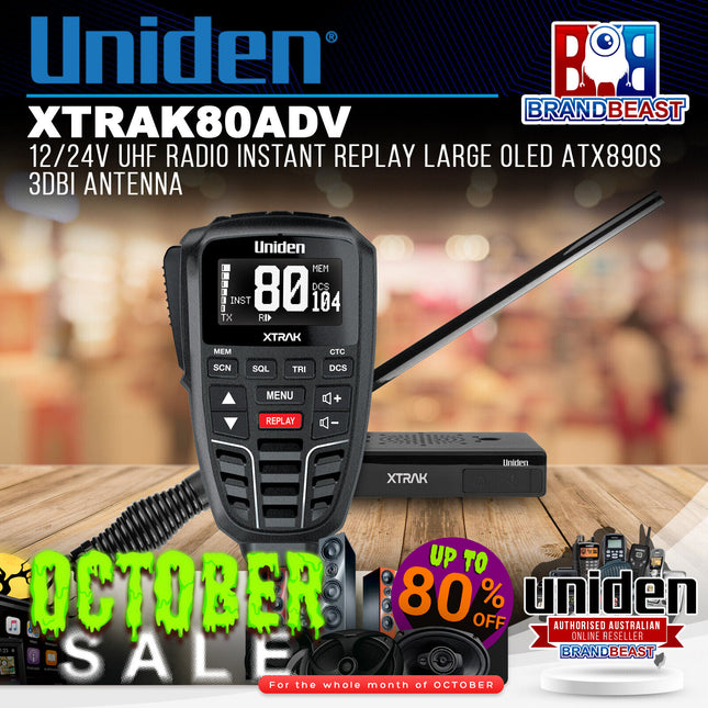 Uniden XTRAK80ADV 12/24V UHF Radio Instant Replay Large OLED ATX890s 3dBiAntenna