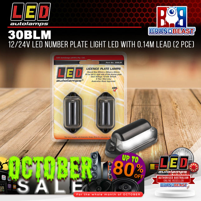 LED Autolamps 30BLM 12/24V LED Number Plate Light LED With 0.14M Lead (2 Pce)