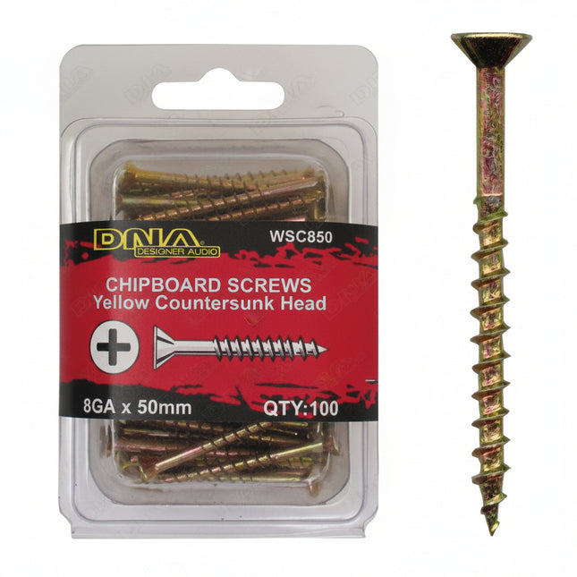 DNA WSC850 50mm 8 Gauge Chipboard Screws - 100 Pieces