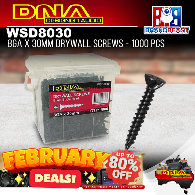 DNA WSD8030 30mm 8 Gauge Drywall Screws - 1000 Pieces