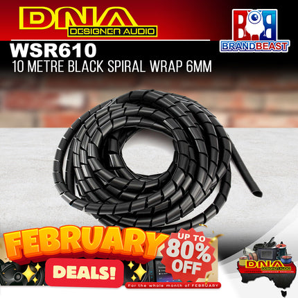 DNA WSR610 6mm Black Spiral Wrap - 10 Metres