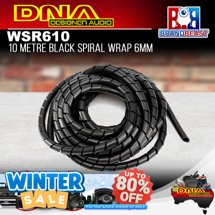 DNA WSR610 6mm Black Spiral Wrap - 10 Metres