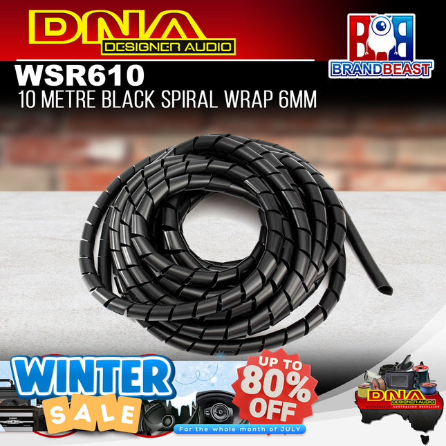 DNA WSR610 6mm Black Spiral Wrap - 10 Metres
